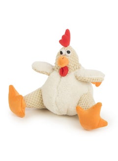 goDog goDog Checkers Fat Rooster Squeaky Plush Dog Toy, Chew Guard Technology - White, Large  - Image 4