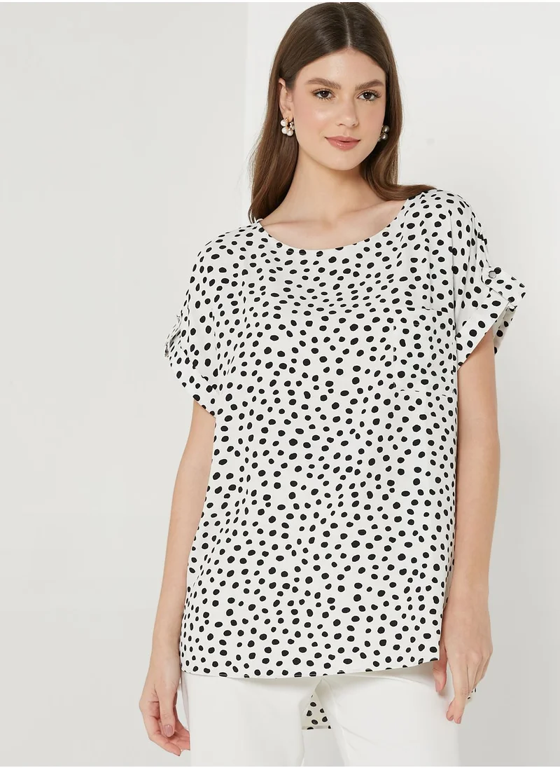 Wallis Crew Neck Polka Dot T-Shirt