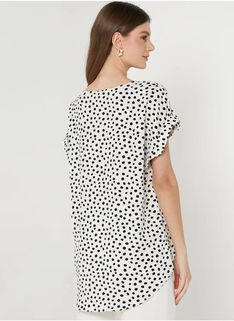 Wallis Crew Neck Polka Dot T-Shirt