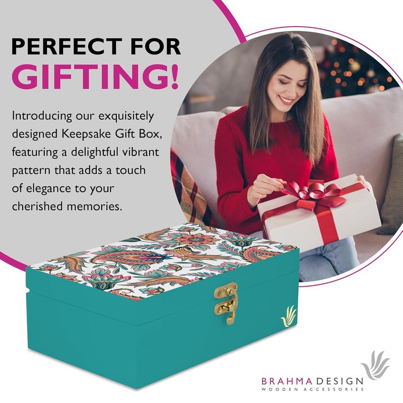 BRAHMA DESIGN Engineered Wood Decorative Gift Box For Presents Oriental Paisley W Size 8 X 5 275 JewelleryTarotVintage Box KnickKnacks Storage Trunk Organiser Packing Inch Multicolor - Image 4