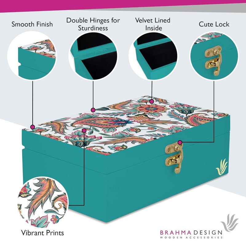 BRAHMA DESIGN Engineered Wood Decorative Gift Box For Presents Oriental Paisley W Size 8 X 5 275 JewelleryTarotVintage Box KnickKnacks Storage Trunk Organiser Packing Inch Multicolor - Image 3