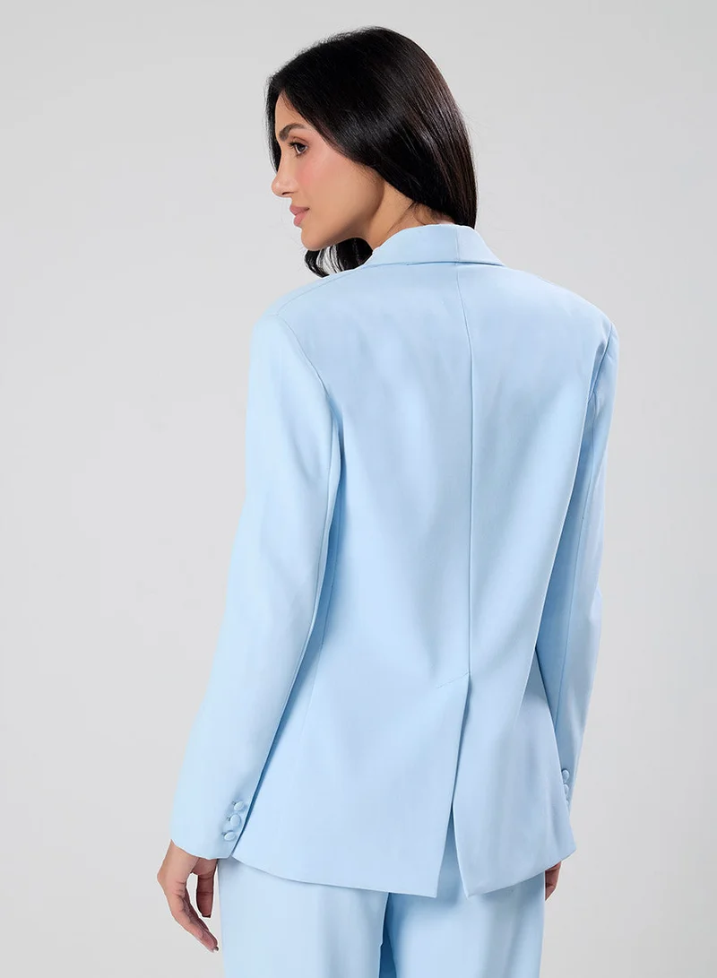 Zigzag  Over Sized Formal Blazer- Sky Blue for Women | Best Price UAE