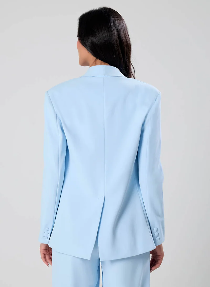 Zigzag  Over Sized Formal Blazer- Sky Blue for Women | Best Price UAE