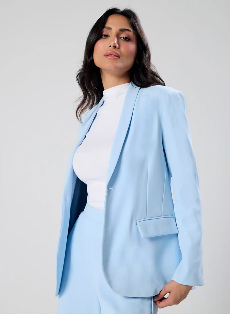 Zigzag  Over Sized Formal Blazer- Sky Blue for Women | Best Price UAE