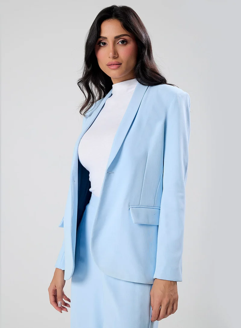 Zigzag  Over Sized Formal Blazer- Sky Blue for Women | Best Price UAE