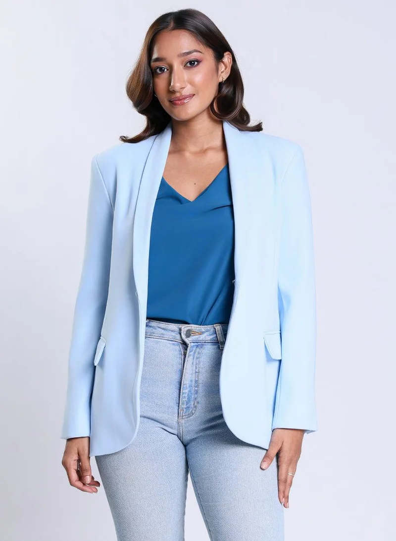 زجزاج بليزر رسمي واسع - أزرق سماوي