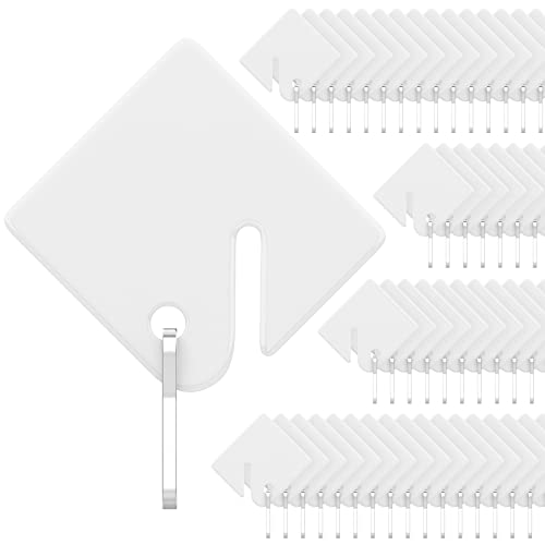 Uniclife 50 Pcs Rack Key Tags 1.5 Inch Slotted Plastic Tags with Metal Snap Hooks White Square Hanging Tags for Key Cabinets Boxes Lockers Sturdy Frosted Item Identifiers for Home Offices and Garages - Image 1