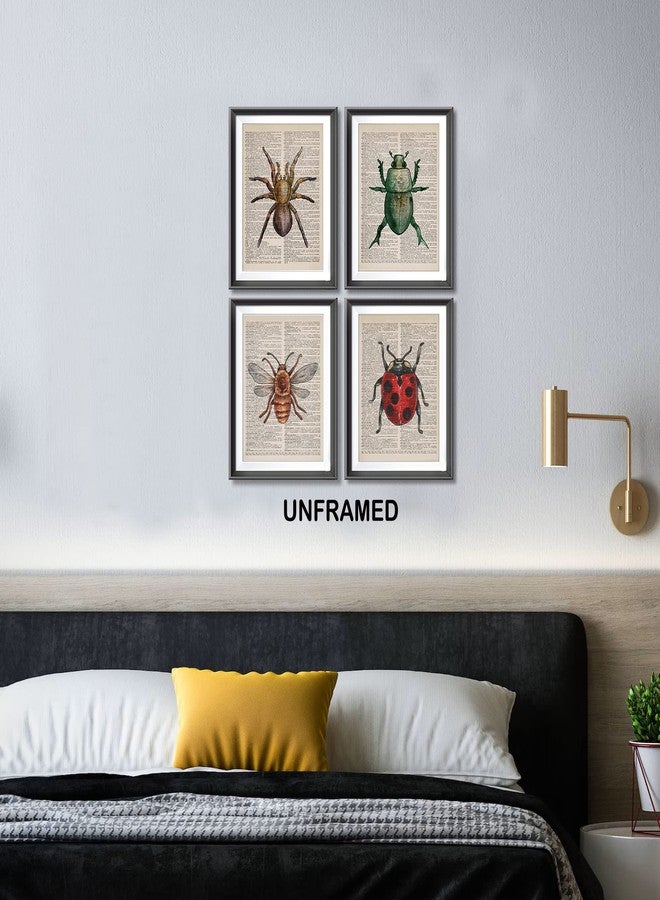 AEHIE Vintage Honey Bee Spider Ladybug Beetle Dictionary Art Poster Prints for Home Kitchen Nursery Classroom Decor,Garden Forest Nature Insects Decorations Prints Wall Art Unframed 4pcs 8x10inches - Image 4