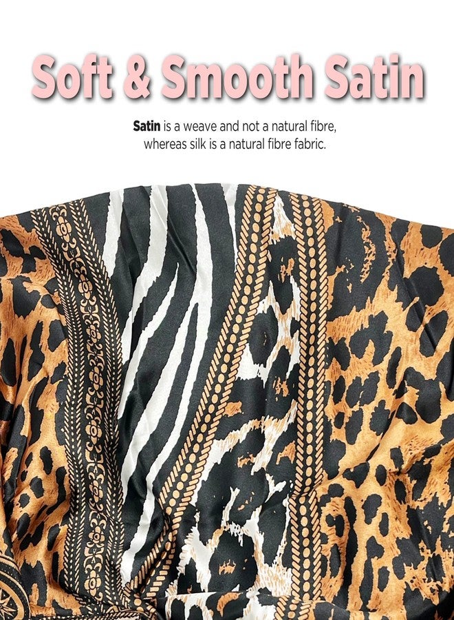 Donna دونا غطاء رأس ساتان قابل للتعديل كبير، كبير جداً 1 قطعة مع رباط ساتان حول خط الشعر ومنطقة مؤخرة الرأس، ملحقات الشعر، غطاء نوم، قبعات استحمام، 1 قطعة بنمط حيوانات متعددة - Image 4