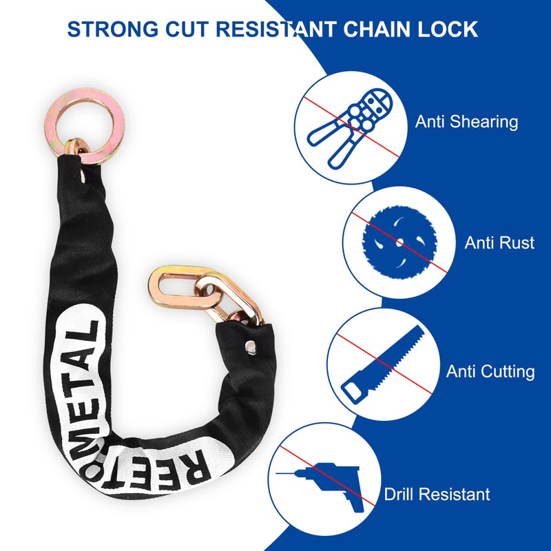 Reetometal Heavy Duty Security Chain  2Ft X 3/8"" Thick Hardened Steel Cut Proof Anti-Theft Lock Chain For Motorcycles  Bikes  Atvs  Trailers  Fences  Etc. - Image 5