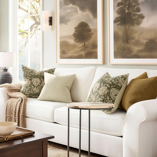 DKwizme Vintage Floral Print Throw Pillow Covers 16x16 Set of 2 Neutral Modern Farmhouse Accent Decorative Cushion Covers Boho Home Decor for Couch Sofa Chair Bed Living Room, Olive Green - Image 4