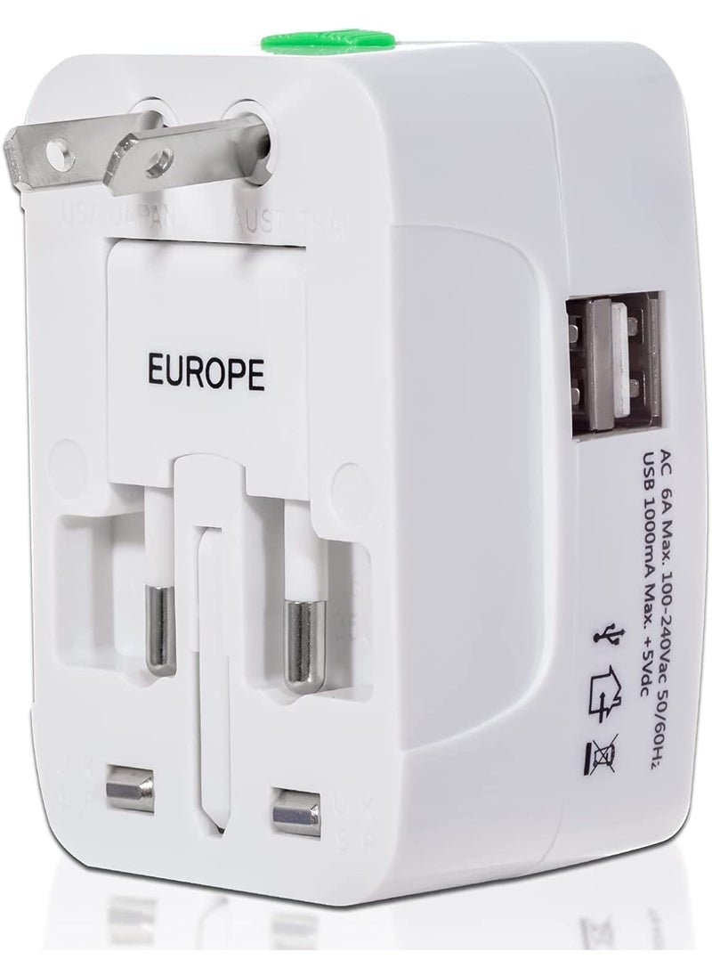 MDB Travel Adapter Universal All in One Worldwide Travel Adapter Power Converters Wall Charger AC Power Plug Adapter with Dual USB Charging Ports for USA EU UK AUS Pack of 1  - Image 2