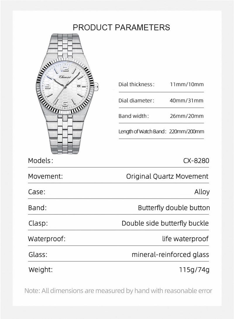 Chenxi Men’s Quartz Wrist Watch with Luxury Modern Design, Water Resistant, Scratch-Resistant Glass, Full Stainless Steel with Elegant Box - Image 5