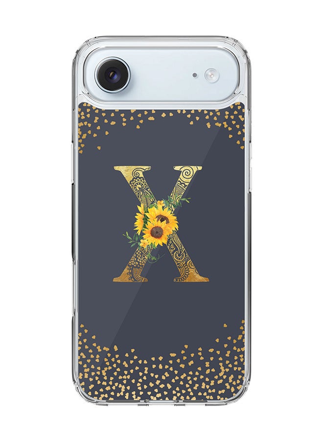 Stylizedd Classic Clear MagSafe Case for iPhone 17 Air , Hybrid Soft Case Flexible Edges Anti Drop TPU PC Gel Thin Transparent Cover [ Designed for iPhone 17 Air ] - Custom Monogram Initial Letter Floral Pattern Alphabet - X  (Grey )