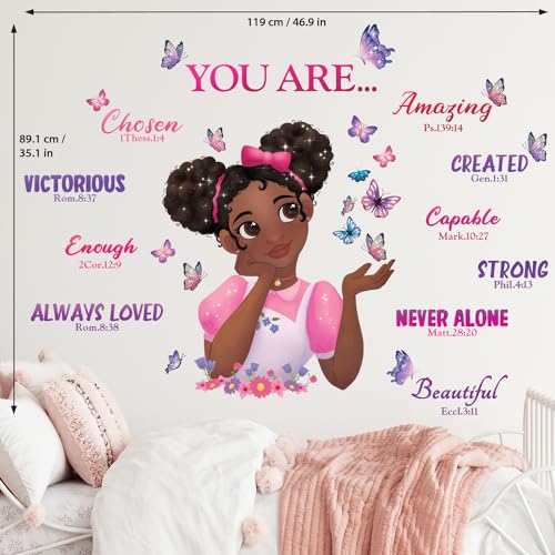 DECOWALL SG2-2315 Black Girl Magic Wall Stickers Decals Girls Bedroom Butterfly Kids Room Art Toddler Decorations Butterflies Baby Nursery Afro Door Wallpaper Pink - Image 5