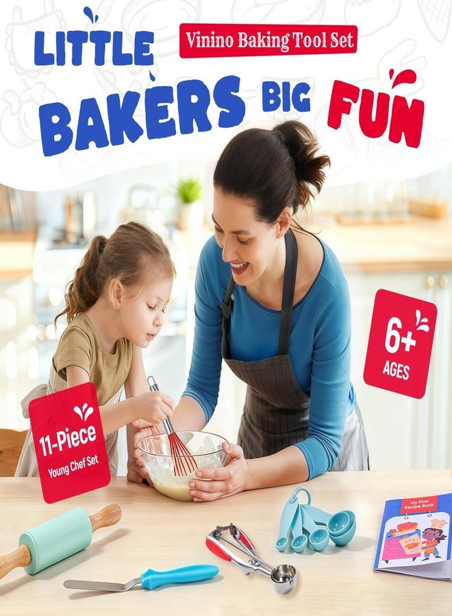 Vinino 11-Piece Kids Baking&Cooking Set - Real Baking Utensils with Cookbooks for Children, Toddler Safe Montessori Kitchen Accessories-Gift for Young Chefs Girls Boys Ages 6+ - Image 2
