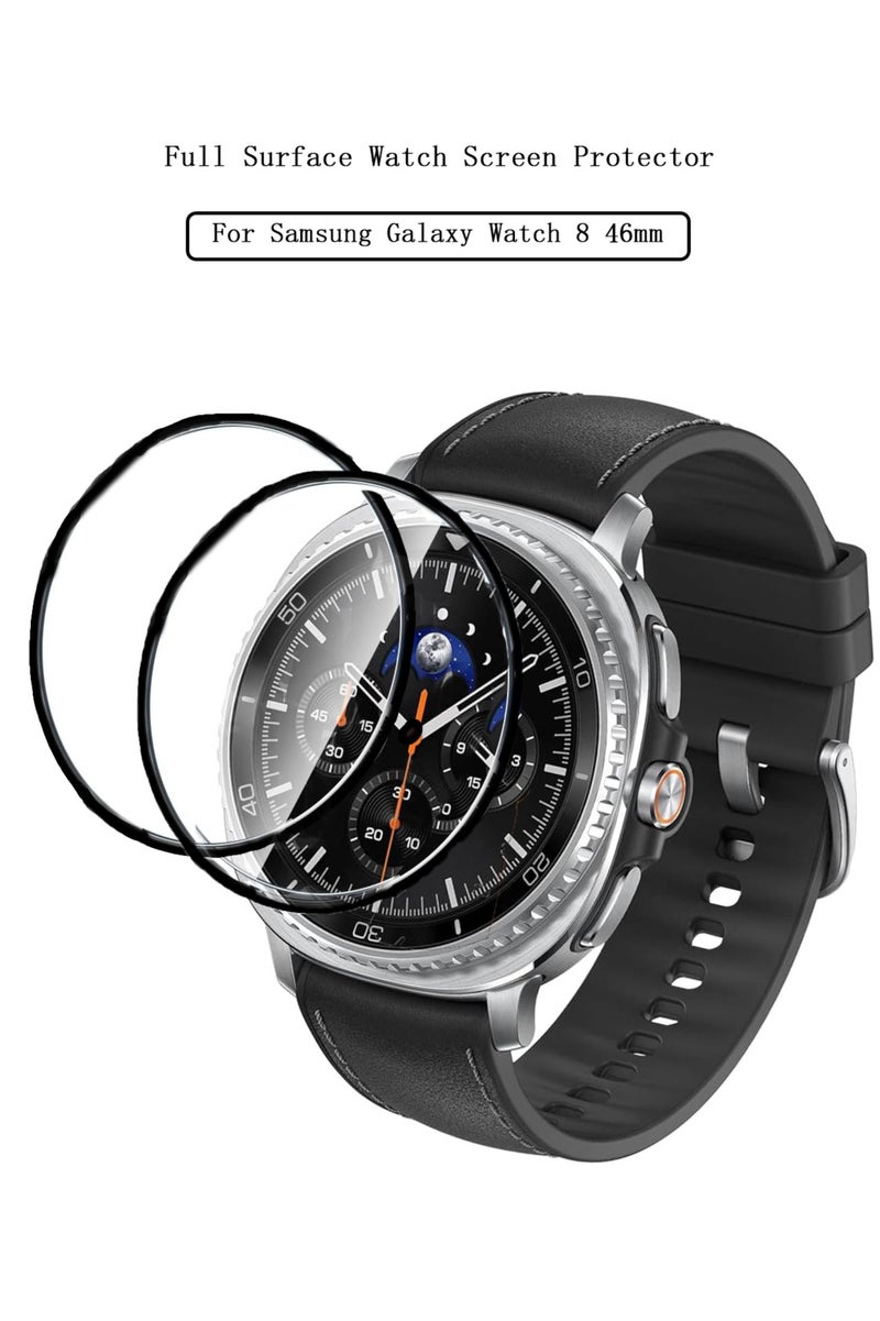 2 Pack 3D Curved Full Coverage Protective Film for Samsung Galaxy Watch 8 46mm - Image 1