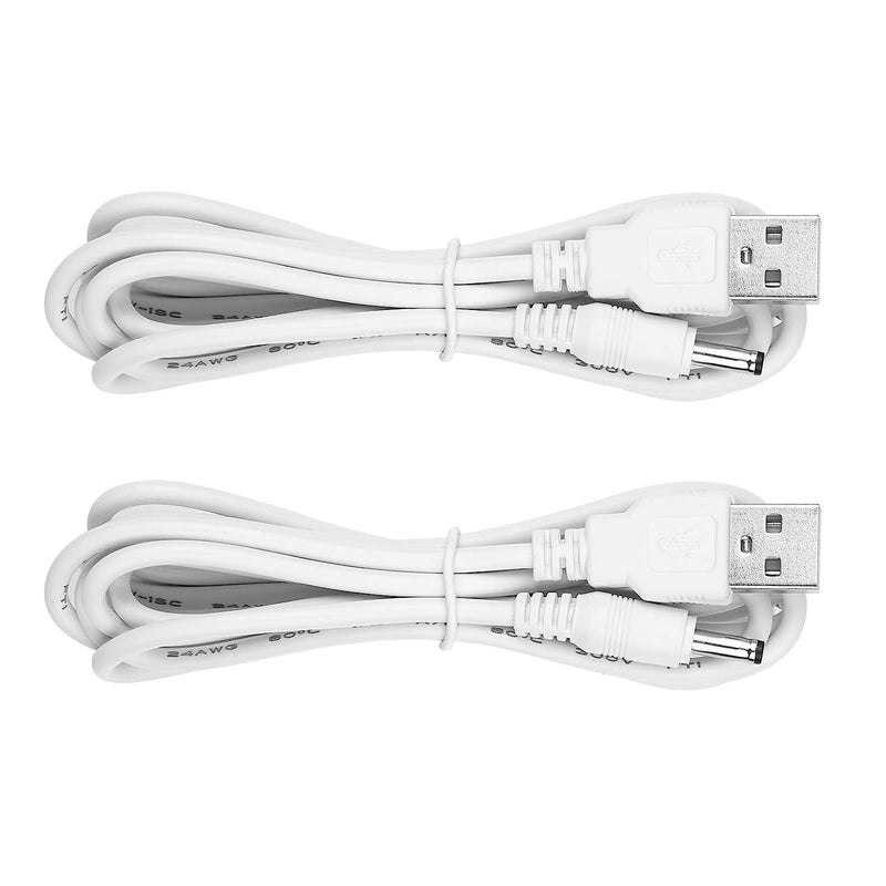 Smays Charger Cord Replacement for Flawless Pedi Electronic Pedicure Tool - USB to DC Barrel Cable 5 ft 2-Pack - Image 1