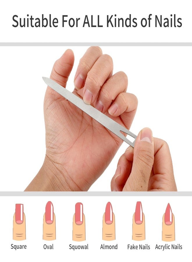 simarro 6 Pcs Metal Nail Files, Stainless Steel Fingernail Toenail Files, Double Sided Manicure Files for Polish Nail, Nail Cleaner Tool - Image 2