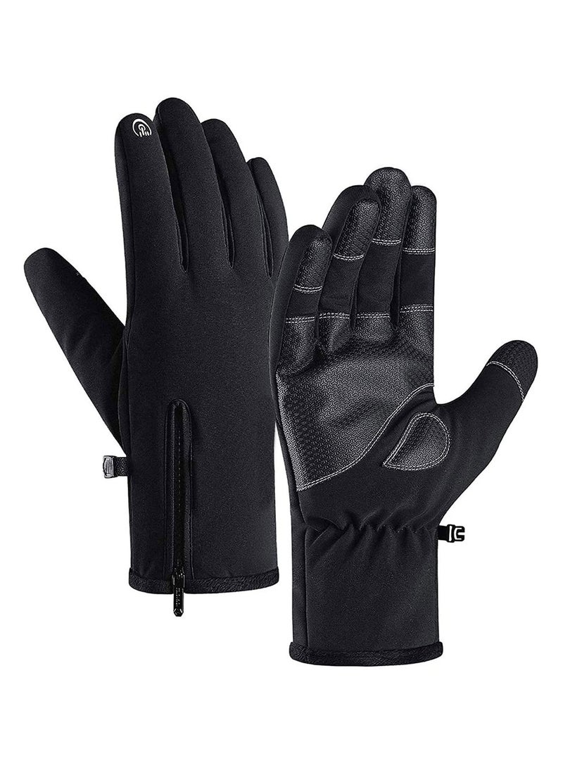 SYOSI Cycling Gloves Bicycling Anti Slip Shock Absorbing Men Women Winter Three Fingers Touch-Screen Fleece 100% Waterproof -30℉ Warm Windproof XL  - Image 1