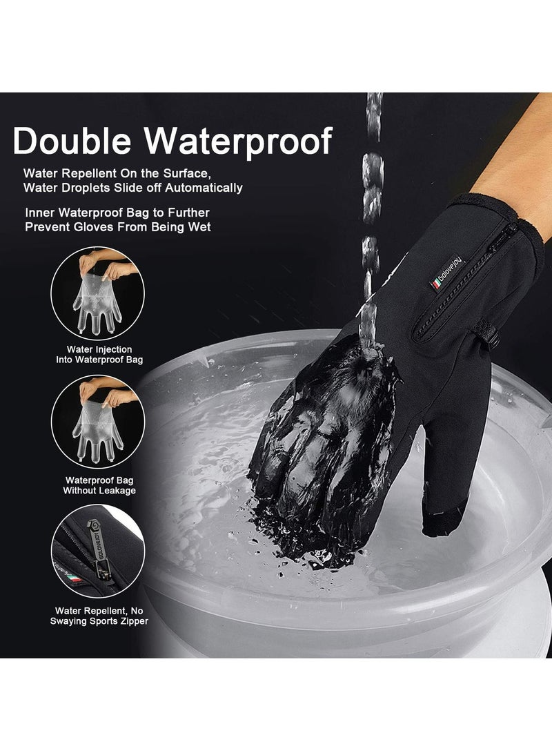 SYOSI Cycling Gloves Bicycling Anti Slip Shock Absorbing Men Women Winter Three Fingers Touch-Screen Fleece 100% Waterproof -30℉ Warm Windproof XL  - Image 4
