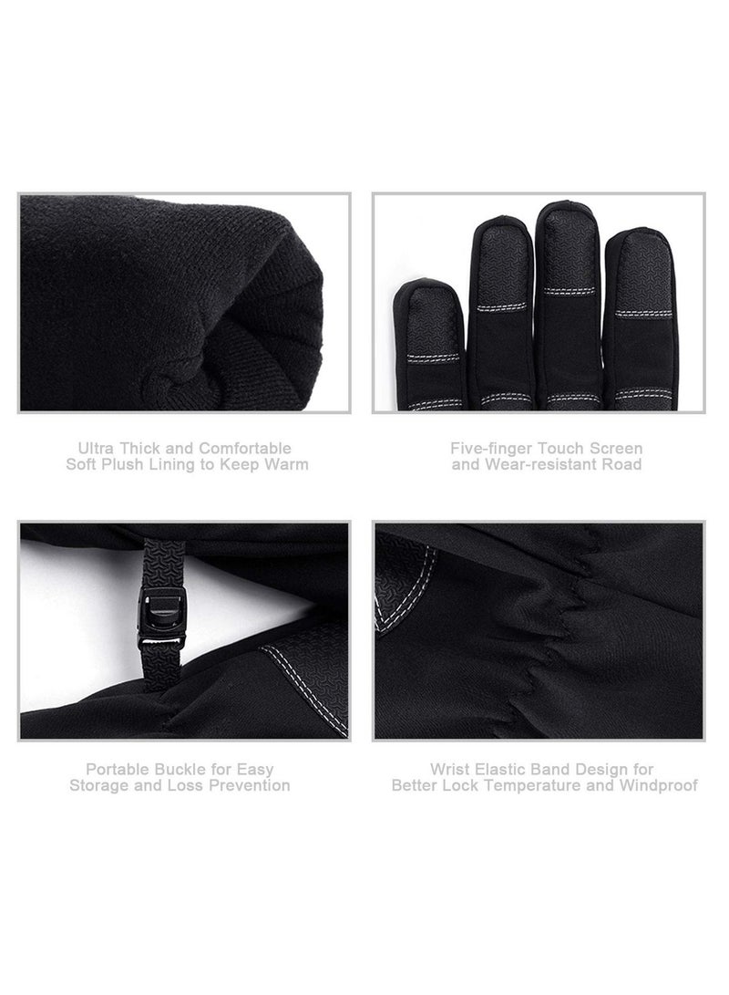 SYOSI Cycling Gloves Bicycling Anti Slip Shock Absorbing Men Women Winter Three Fingers Touch-Screen Fleece 100% Waterproof -30℉ Warm Windproof XL  - Image 5