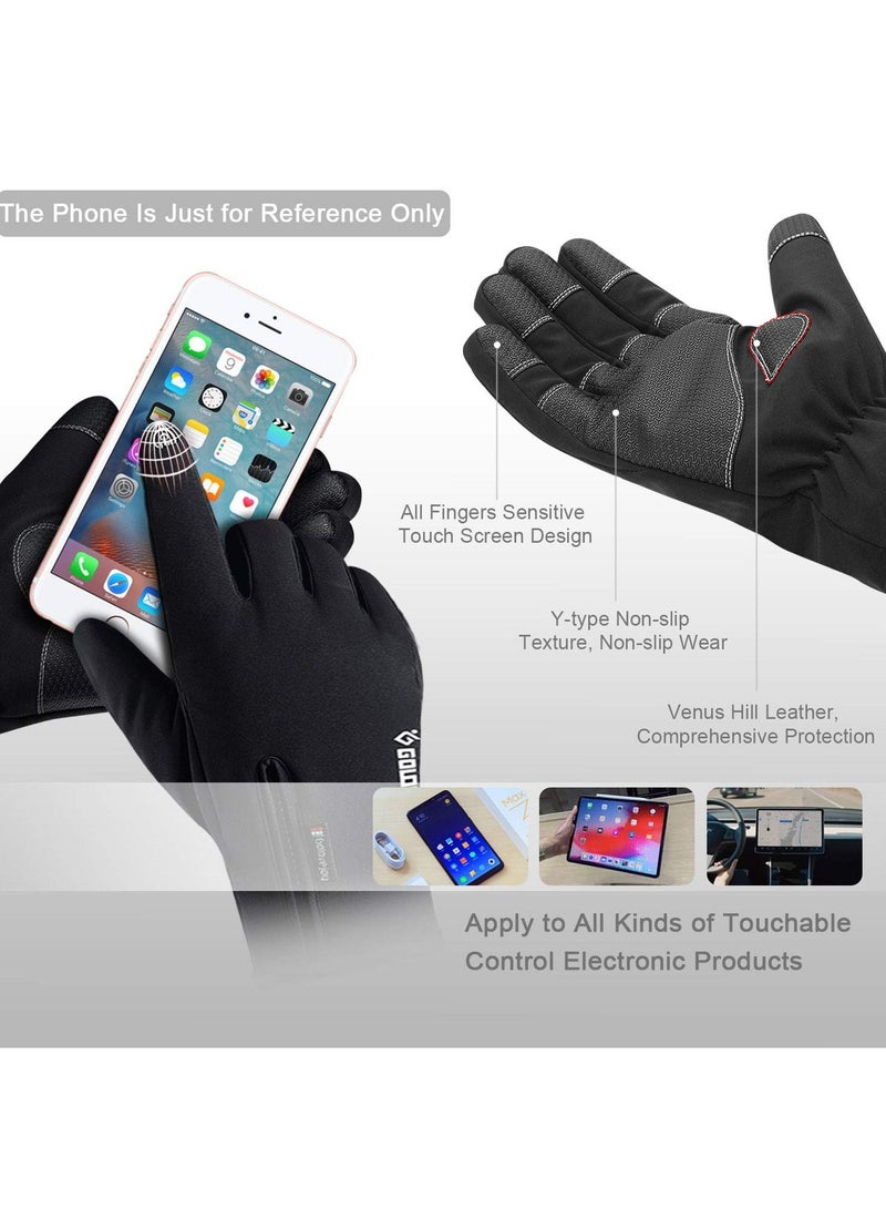SYOSI Cycling Gloves Bicycling Anti Slip Shock Absorbing Men Women Winter Three Fingers Touch-Screen Fleece 100% Waterproof -30℉ Warm Windproof XL  - Image 2