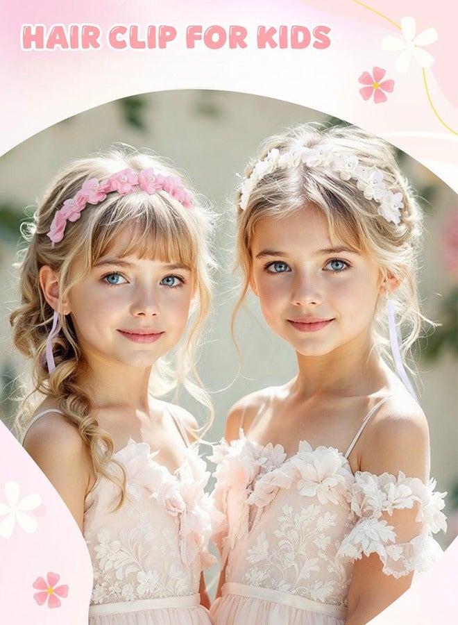 Generic Exquisite Flower Headband And Headband - Sweet Bohemian Forest Charm Small Fresh Flower Headband Hair Accessories Girls Fresh Sweet Headband Forest Girl Headband Two-Pack (Pink + Beige)  - Image 3
