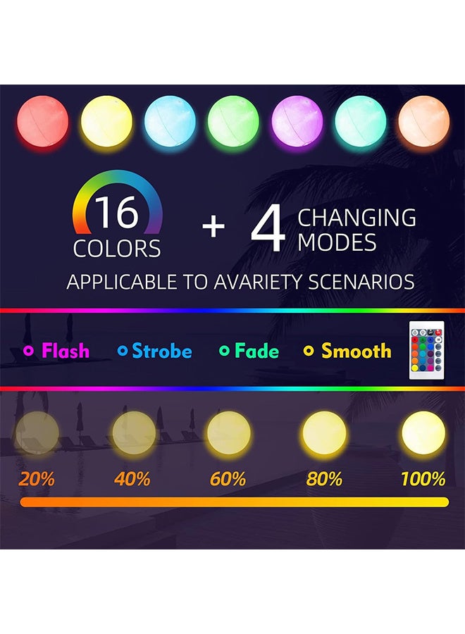 RATSAW LED Light Up 16in Beach Ball with Remote Control, Glow in the Dark Pool Toys, Floating Waterproof Pool Lights IP68, 16 Colors and 4 Modes, Inflatable Ball for Pool Party, Indoor Outdoor Games and Decorations - Image 4