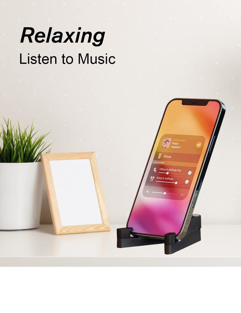 MONEER Cell Phone Stand, Phone Stand for Desk, Foldable & Portable iPhone Stand, Cell Phone Holder Desk Compatible with All Mobile Phone, iPhone, iPad mini, Tablet 4-10.5" (Black) - Image 5