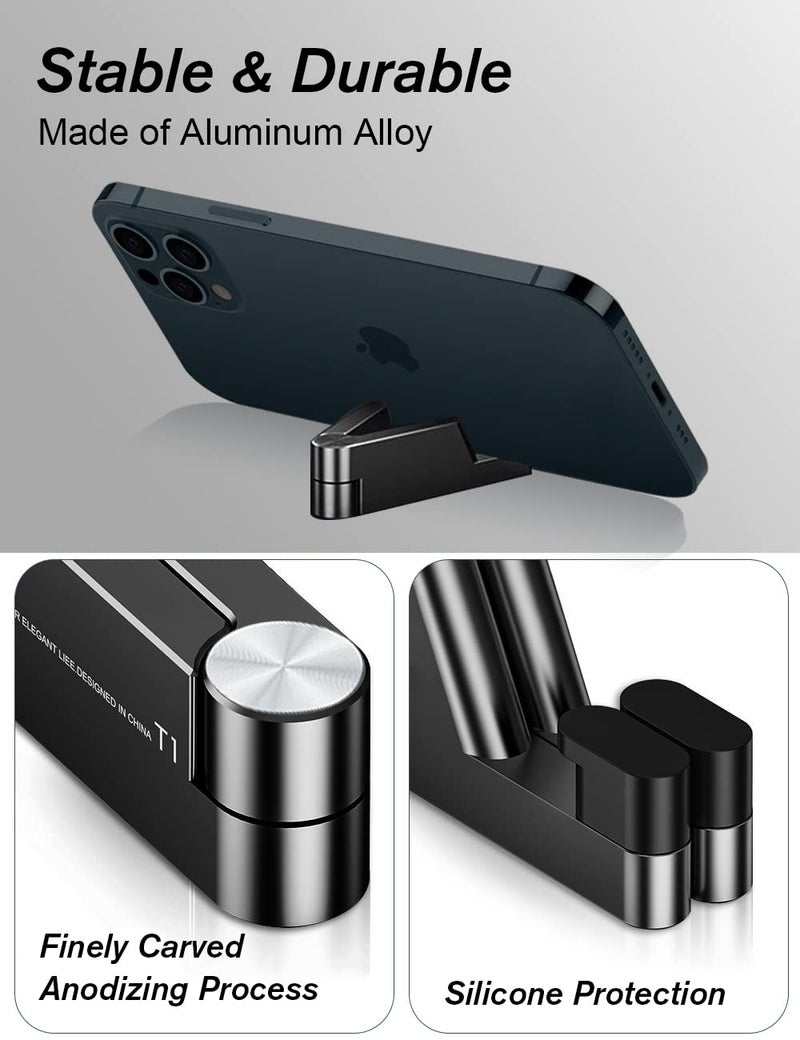 MONEER Cell Phone Stand, Phone Stand for Desk, Foldable & Portable iPhone Stand, Cell Phone Holder Desk Compatible with All Mobile Phone, iPhone, iPad mini, Tablet 4-10.5" (Black) - Image 2