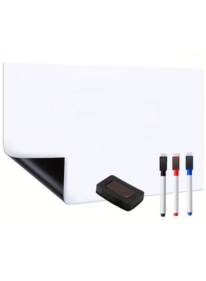 Magnetic whiteboard paper, 40 x 80cm, DIY self-adhesive dry erase board, whiteboard film pasted on the wall, suitable for offices, homes, schools - with 3 marker pens and 1 eraser