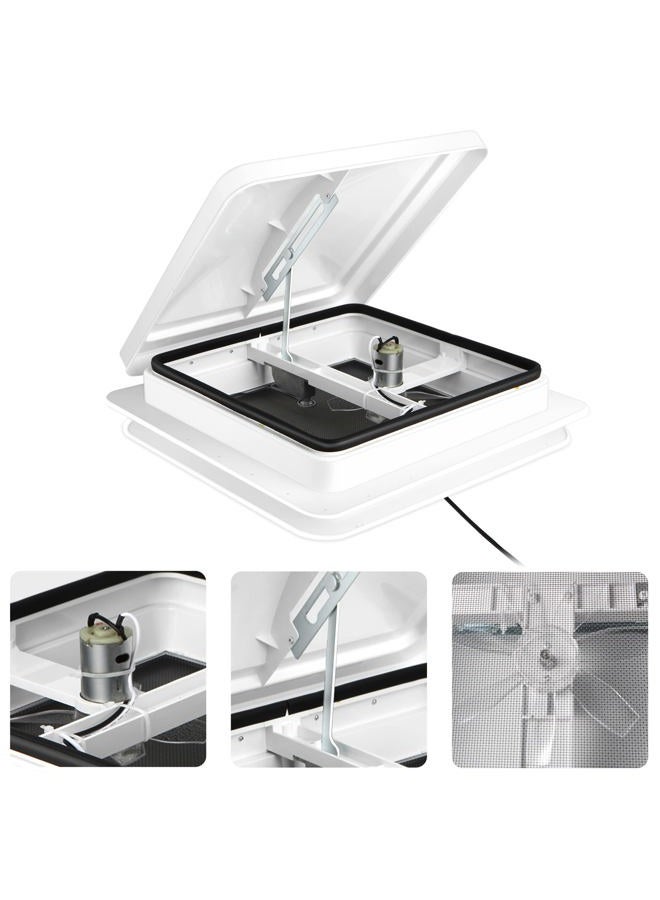 Plasticplace RV Roof Vent With 12V Fan Reversible 14" x 14" - Image 4