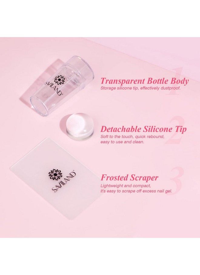 Saviland French Manicure Kit  13Pcs French Tip Nail Stamp With White Gel Nail Polish Set Jelly Silicone Nail Stamper And Scraper Nail Art Stamper Kit For French Nails Home Diy Salon  - Image 5