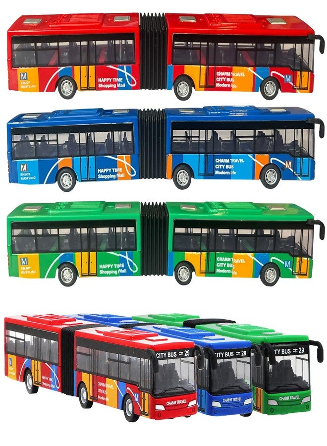 OTONOPI City Bus Toy for Kids, 1:64 Scale Die Cast Metal Pull Back Vehicles, Model Cars Toys Educational Gift 3 Pack, Friction Powered Cars Play Toys for Kids Boys Girls Ages 3 up - Image 1
