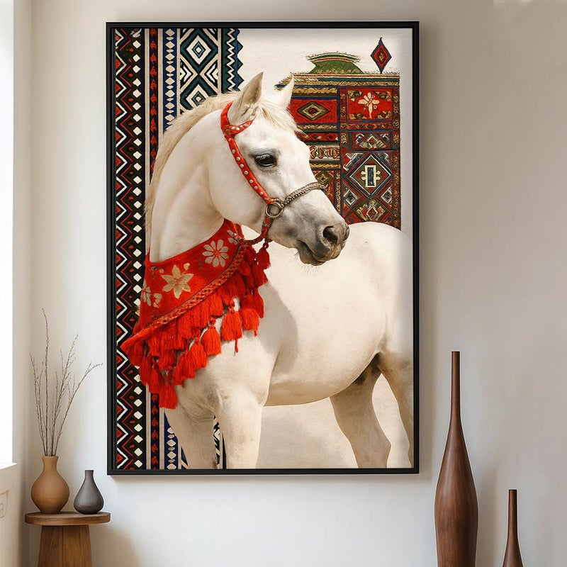 ماركتنا لوحة قماشية بتصميم الفن النجدي مع برواز مجوف مقاس (40×60) قطعة واحدة - Image 1