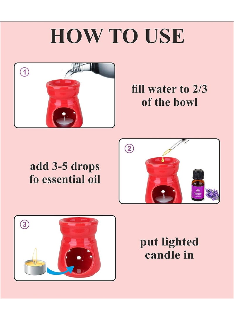 ASIAN AURA Asian Aura Ceramic Aroma Oil Burner Tea Light Candle Diffuser Oil Warmer for Home Fragrance with 1 Tea Light Candle and 2 Aroma Oils English Lavender Rosy Romance Fragrance 10ml Each  - Image 4