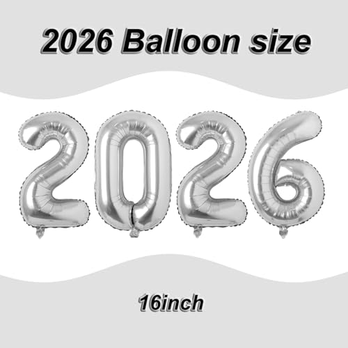 Tagberoy 2026 Balloons Silver 16 Inch 2026 Balloons Number Large 2026 Balloon Numbers for Graduation Party Decorations 2026 Balloons Graduation for Class of 2026 Decorations - Image 5