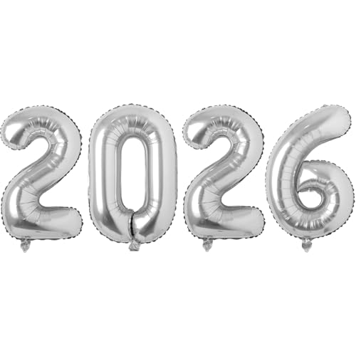 Tagberoy 2026 Balloons Silver 16 Inch 2026 Balloons Number Large 2026 Balloon Numbers for Graduation Party Decorations 2026 Balloons Graduation for Class of 2026 Decorations - Image 1
