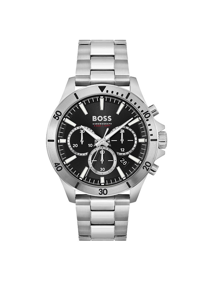 HUGO BOSS - ساعة يد رجالية كرونوغراف دائرية الشكل من الستانلس ستيل 1514057 - 45 ملم - Image 1
