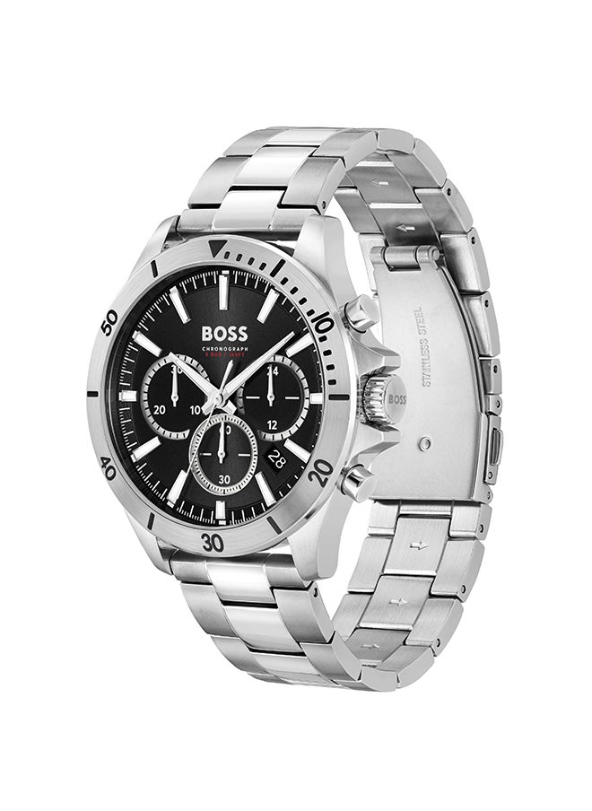 HUGO BOSS - ساعة يد رجالية كرونوغراف دائرية الشكل من الستانلس ستيل 1514057 - 45 ملم - Image 1