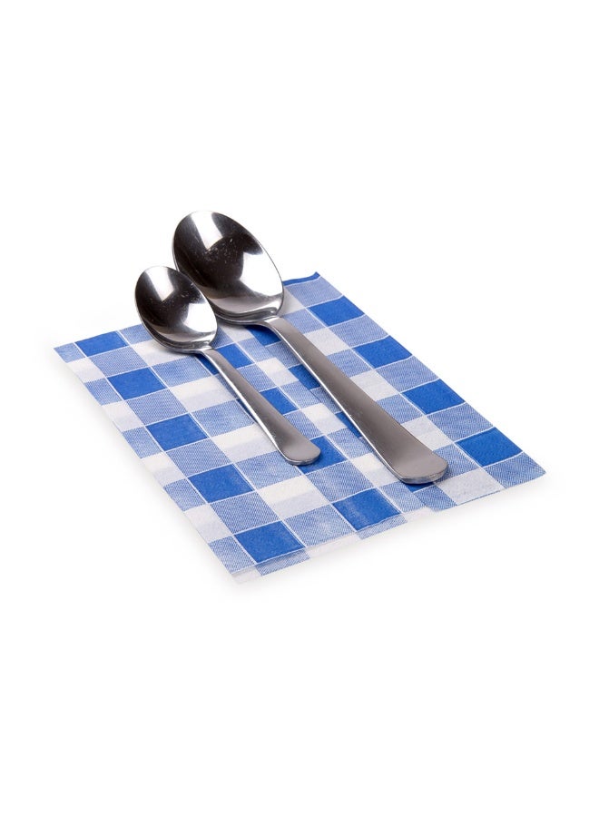 Restaurantware Luxenap 7 x 13.5 Inch Checkered Napkins, 100 Pre-Folded Picnic Napkins - 1-Ply, Blue Paper Disposable Dinner Napkins, For Parties Or Everyday Use, Soft  - Image 2
