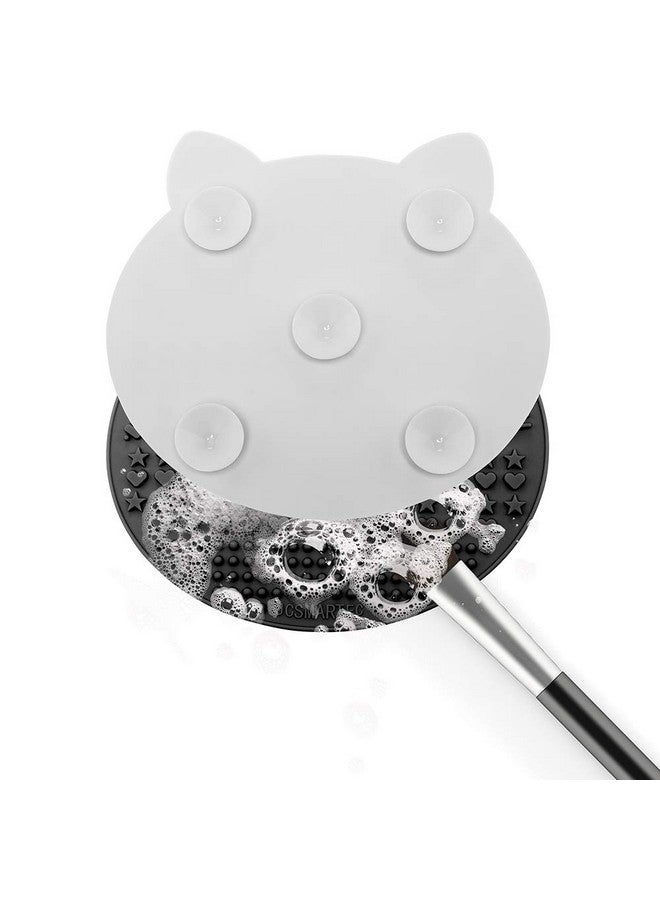 JCSMARTEC 2Pack Makeup Brush Cleaning Mat, Cute Cat Ear Animal Design Silicone Brush Cleaner Pad With Suction Cups [Us Patent Registered] (Black+White) - Image 4