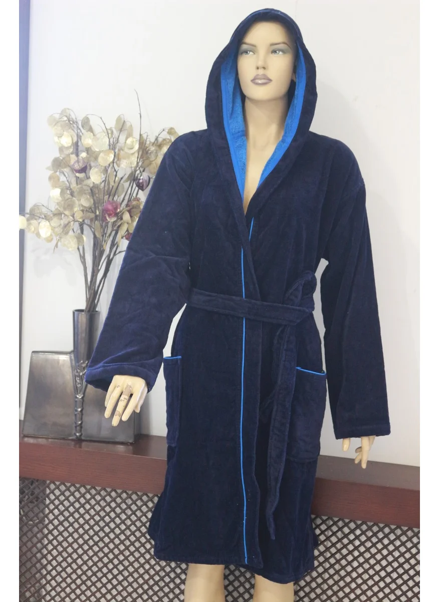 Ender Home Bathrobe Yarn Dye Velvet Short Hooded Model Bathrobe