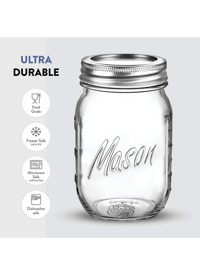 Paksh Novelty - Paksh Novelty Mason Jars with Lids & Sealer - 10 Pack 16 Oz Regular Mouth Glass Canning Jars - Food Storage Container - Airtight Container for Pickling, Home Decor, Overnight Oats, Fruit Preserves - Image 1