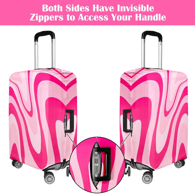 Lattlefnki Luggage Covers for Suitcase Elastic Suitcase Covers Luggage Protector Anti-scratch Fits 28-30 Inch Pink - Image 3