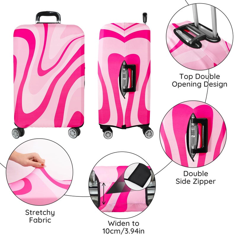 Lattlefnki Luggage Covers for Suitcase Elastic Suitcase Covers Luggage Protector Anti-scratch Fits 28-30 Inch Pink - Image 4