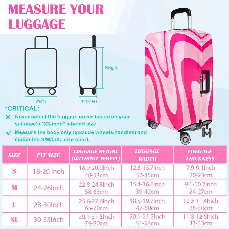 Lattlefnki Luggage Covers for Suitcase Elastic Suitcase Covers Luggage Protector Anti-scratch Fits 28-30 Inch Pink - Image 2