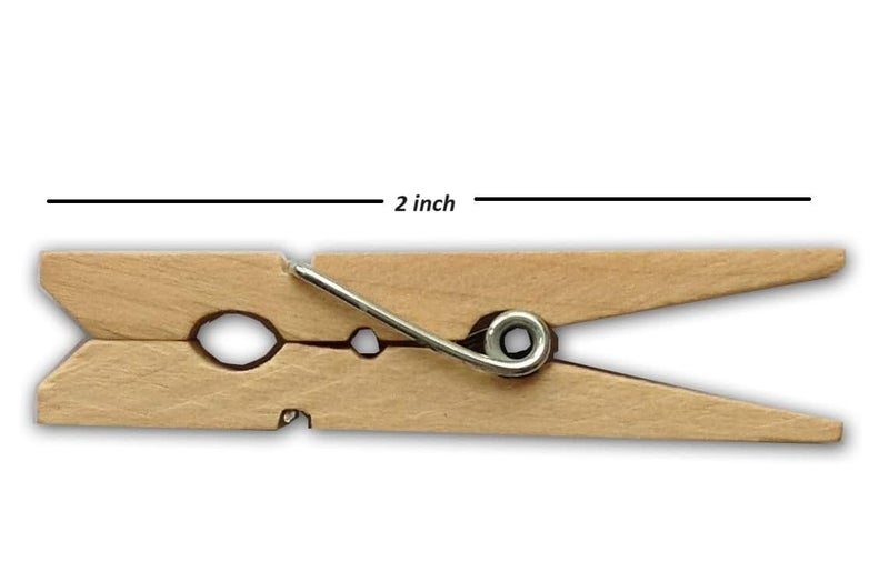 Prescent Small Mini Wooden Clips for Pictures, Gift Packaging, Art and Craft, DIY, Decoration and Much More (Natural 2 Inch - Pack of 50) - Image 2