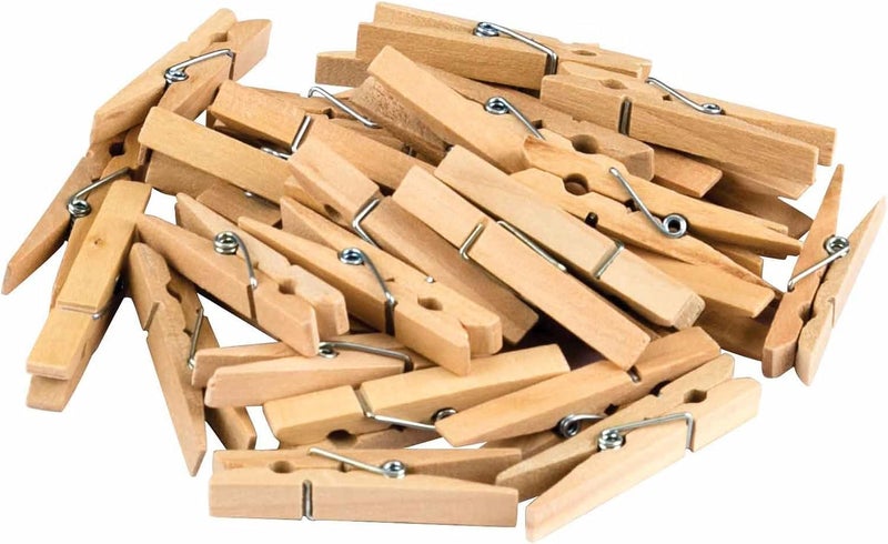 Prescent Small Mini Wooden Clips for Pictures, Gift Packaging, Art and Craft, DIY, Decoration and Much More (Natural 2 Inch - Pack of 50) - Image 1